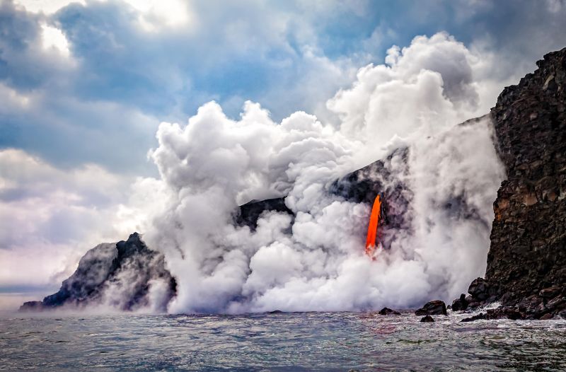 Kamokuna ocean entry in Hawaii's Volcano National Park