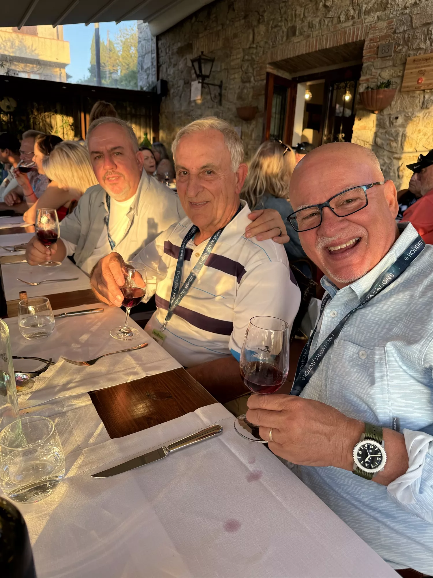 Guests enjoying wine and conversation at Castello di Verrazzano, Tuscany
