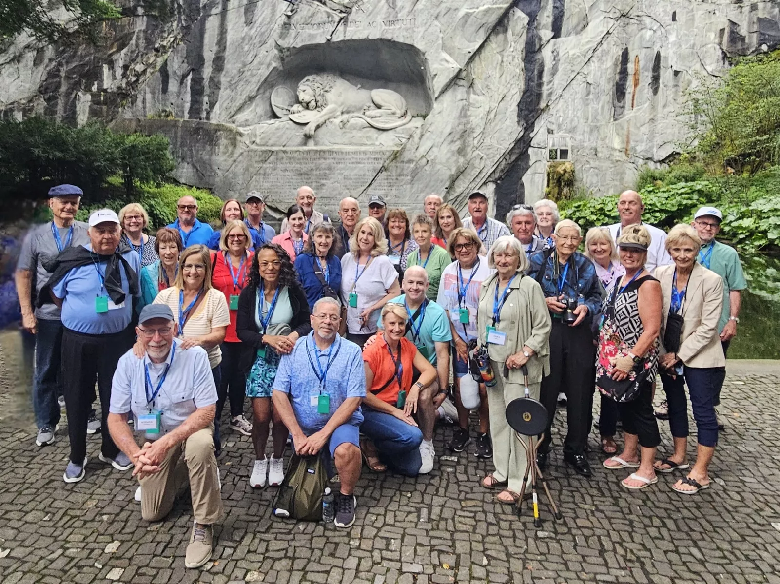 Holiday Vacations tour group at the Lion Monument, Lucerne, Switzerland