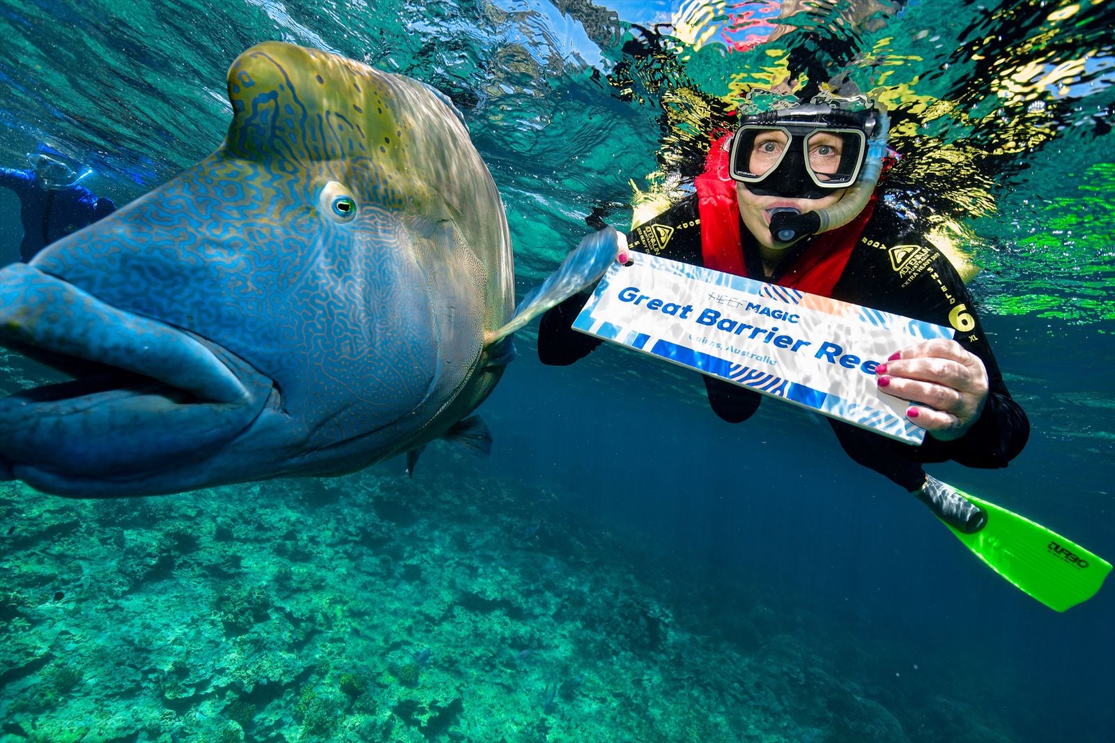 Guest Selfie with Wally in the Great Barrier Reef