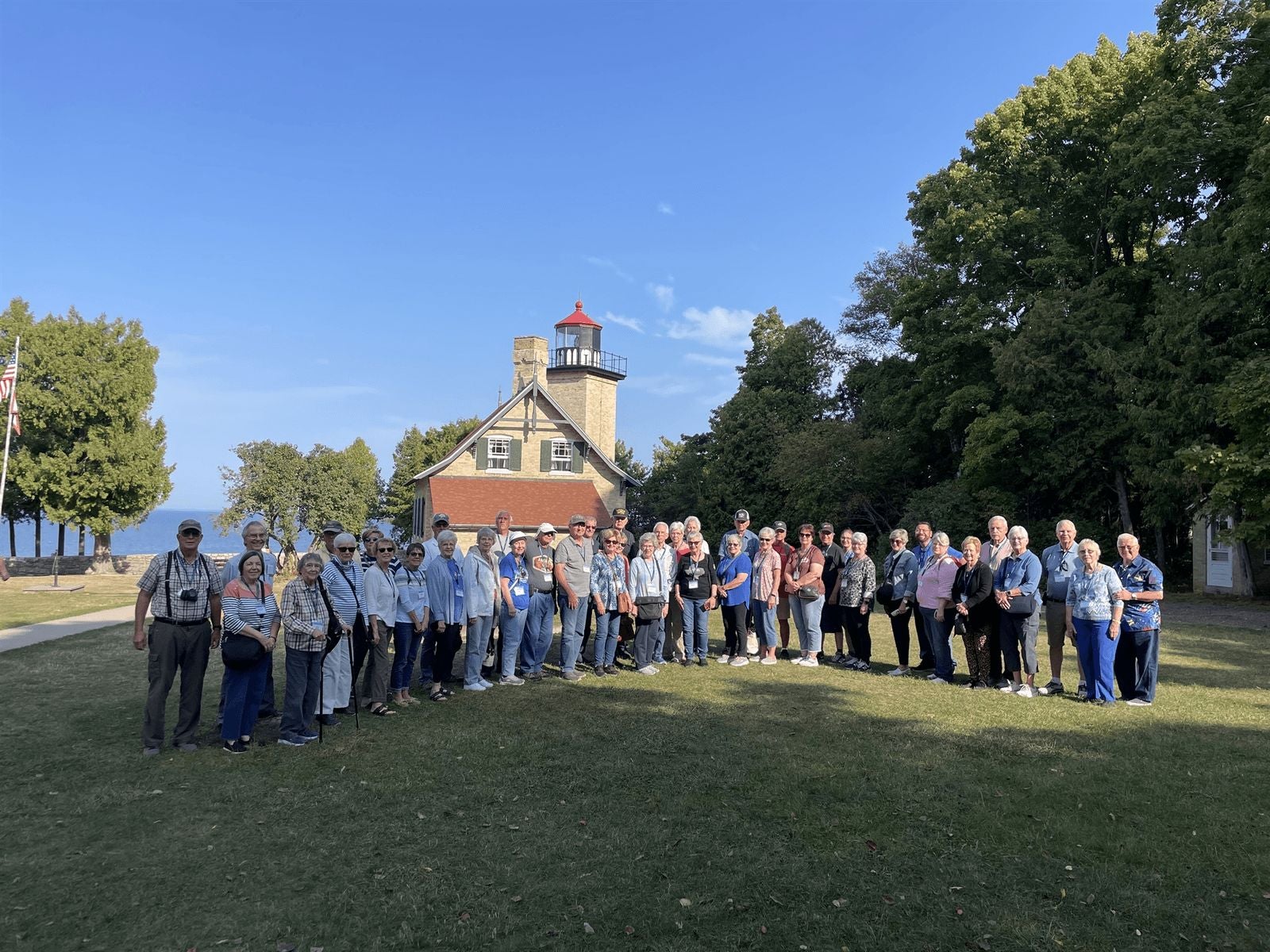 Holiday Vacations tour group at Eagle Bluff Lighthouse