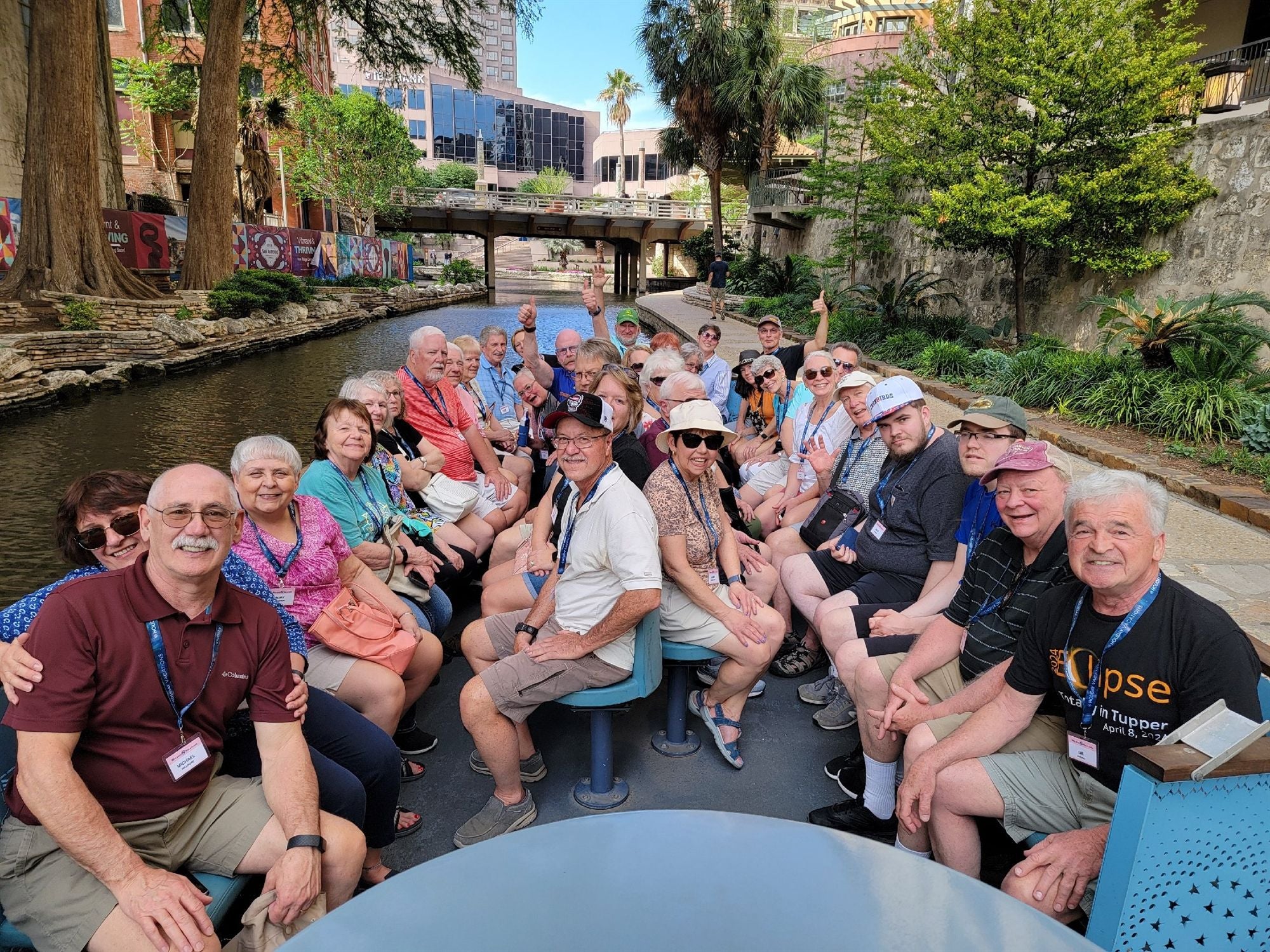 Holiday Vacations group on San Antonio River Walk Flatboat Cruise