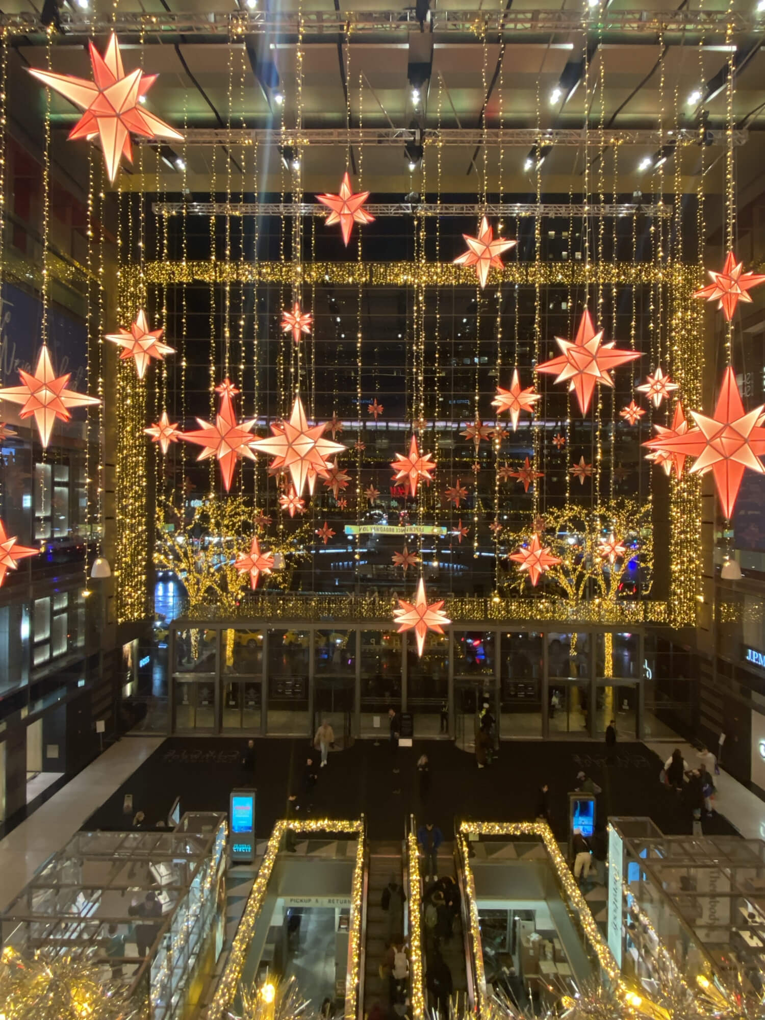 Guest photo of Christmas display at Columbus Circle