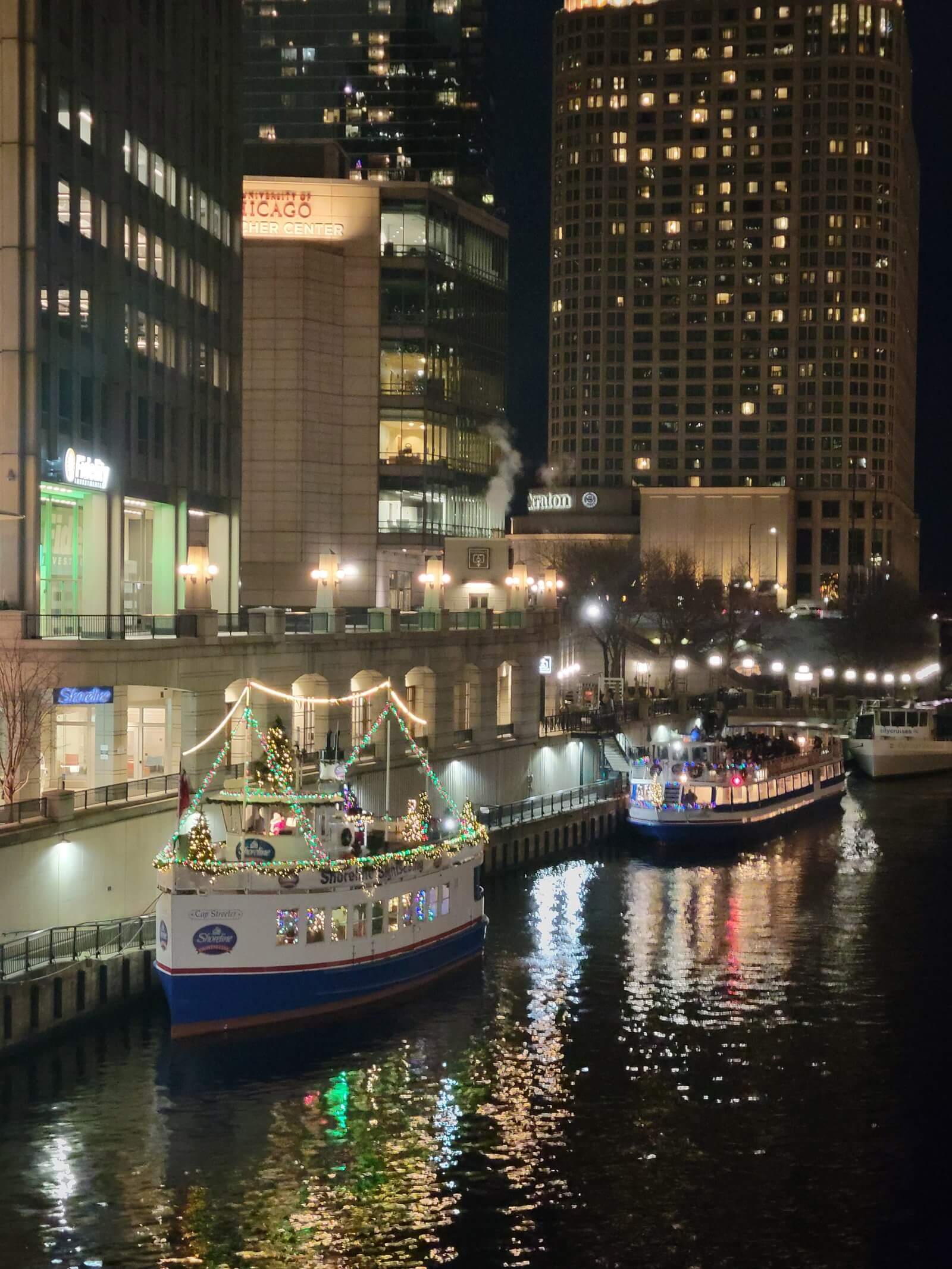 Guest photo of the Chicago River at Christmastime