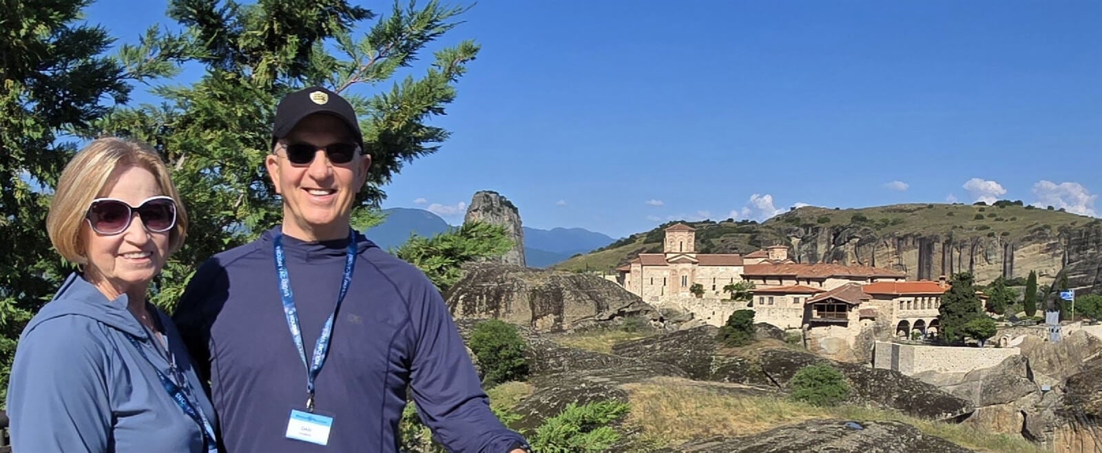Holiday Vacations guests with Meteora Monasteries