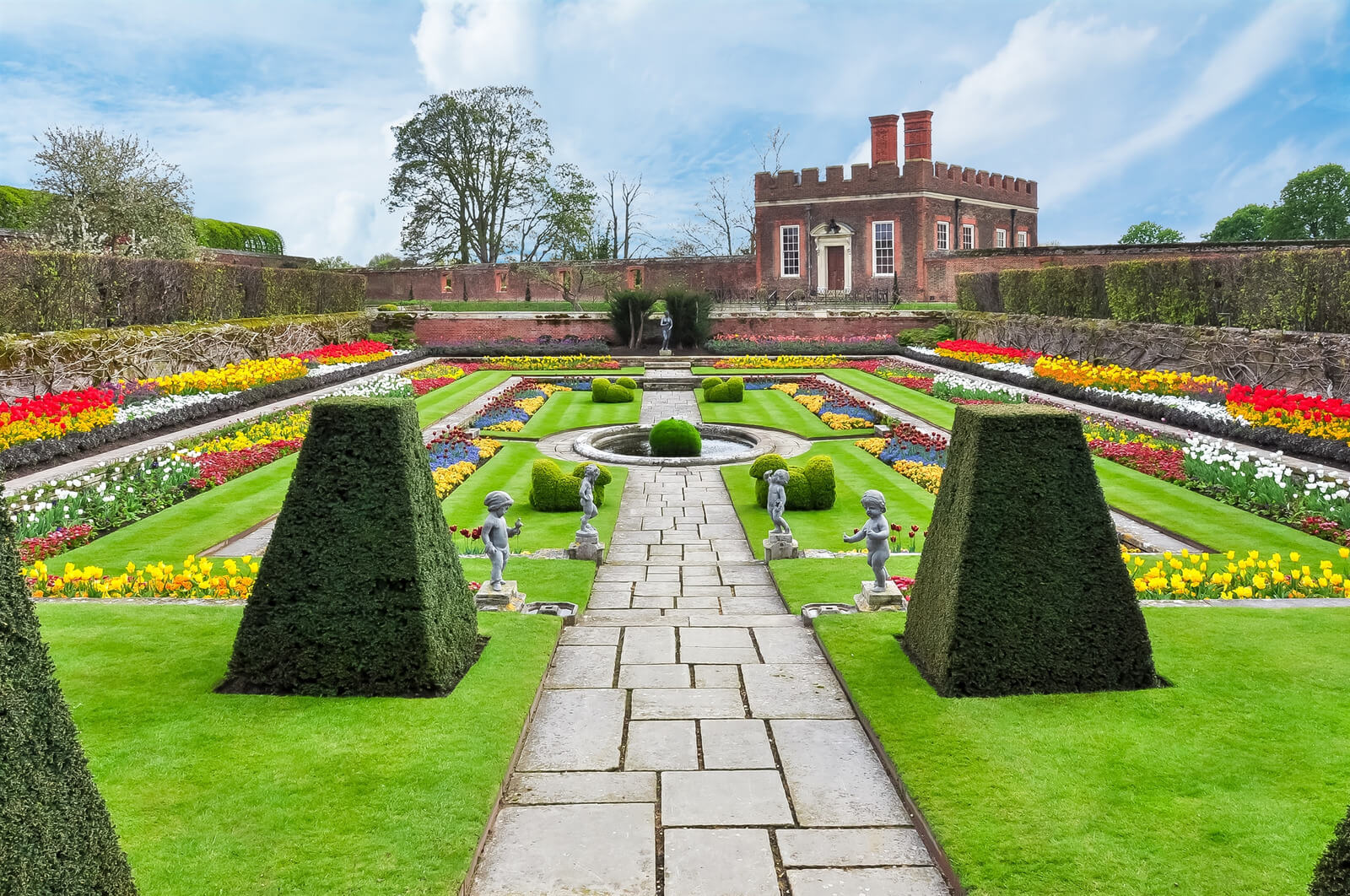 Hampton Court gardens in spring, London