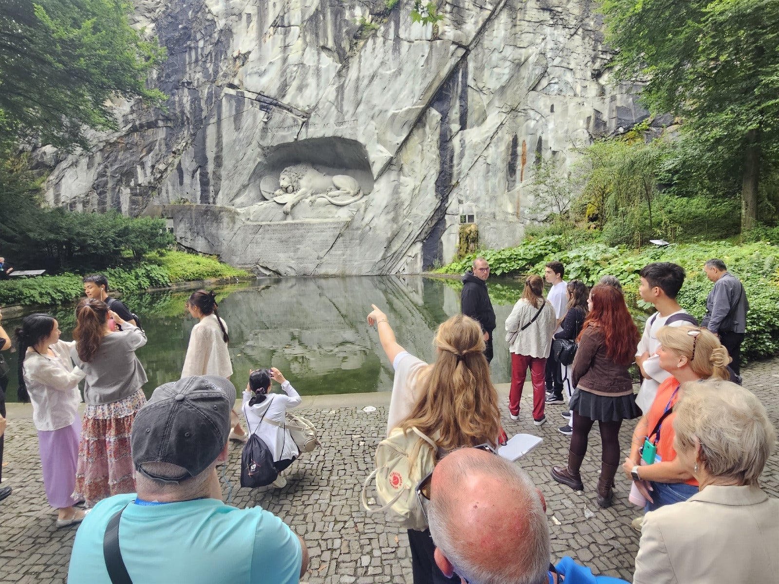 Holiday Vacations guests at the Lion Monument, Lucerne, Switzerland