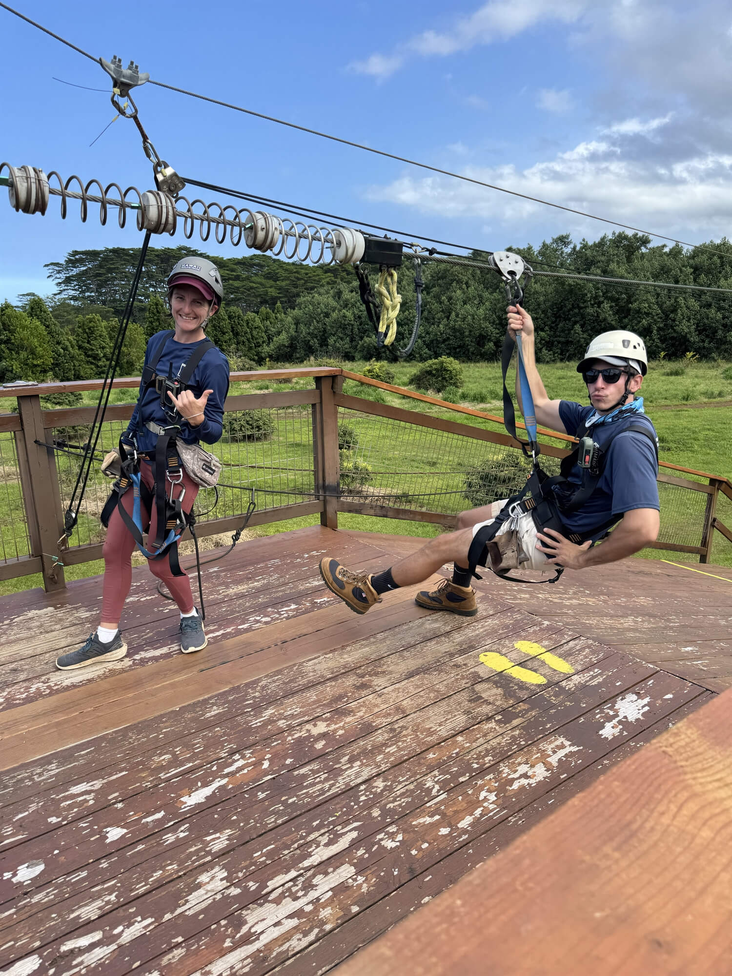 Holiday Vacations guests ziplining in Hawaii